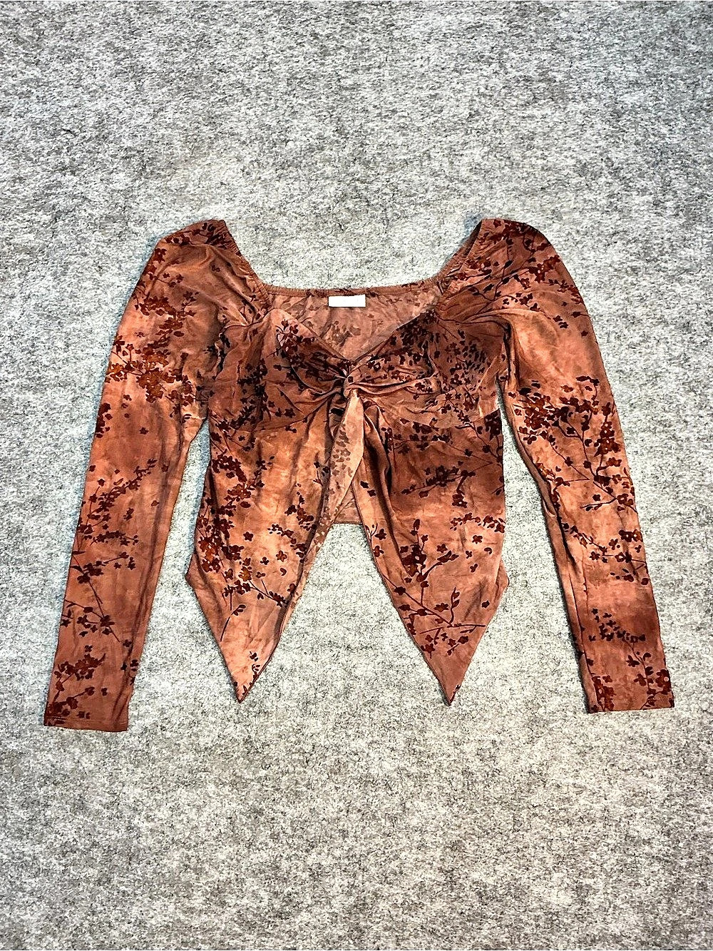 Willow+root Floral Long Sleeve Top in Brown Like New